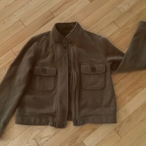 Banana Republic cropped olive green military knit jacket. Size small